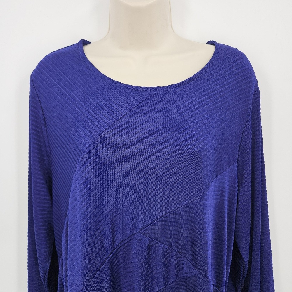 Chico's Travelers Top Women 3 XL Blue‎ Textured Ribbed Tunic Travel Minimalist - Picture 2 of 11